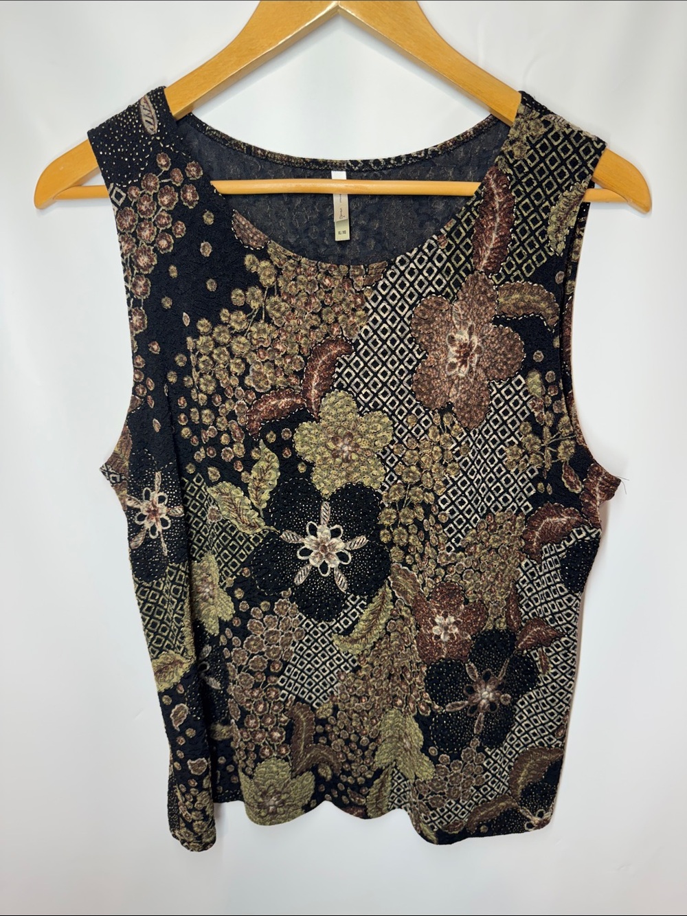 Vintage 90s/Y2K Whimsigoth Floral Patchwork Tank Top Blouse